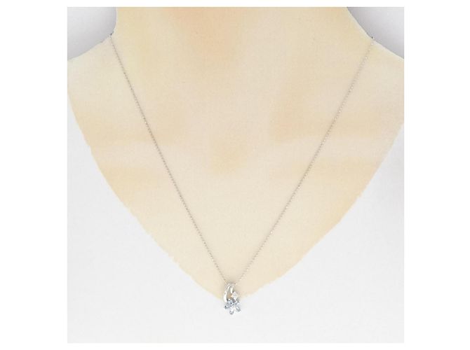 Autre Marque Collana in diamante acquamarina a forma di fiore Au750 Argento - vista 6