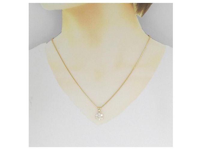 Autre Marque Au750 Blumen-Diamant-Halskette Golden - Ansicht 6