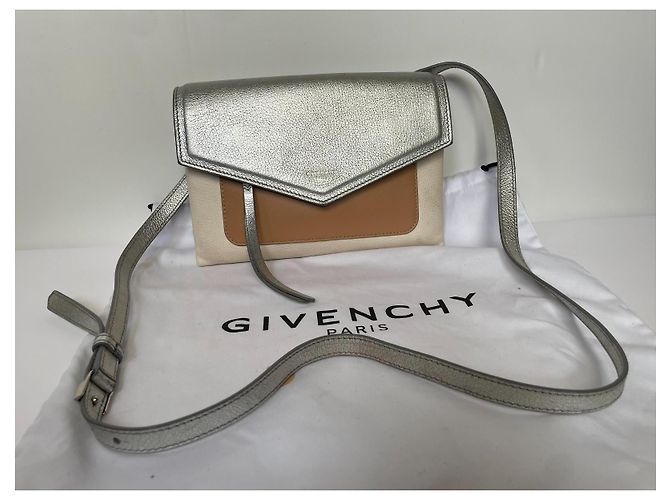Borsa a tracolla Givenchy Duetto in pelle argentata Argento - vista 2