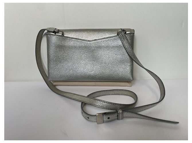 Borsa a tracolla Givenchy Duetto in pelle argentata Argento - vista 4
