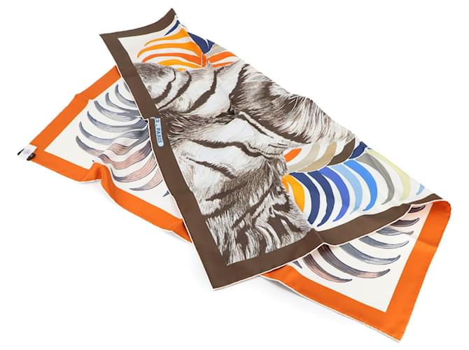 Hermès Sciarpa Grande Carre 90 Hermes Marrone Bianco Multicolore - vista 3