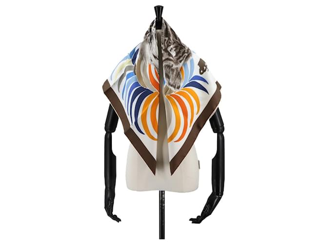 Hermès Sciarpa Grande Carre 90 Hermes Marrone Bianco Multicolore - vista 6