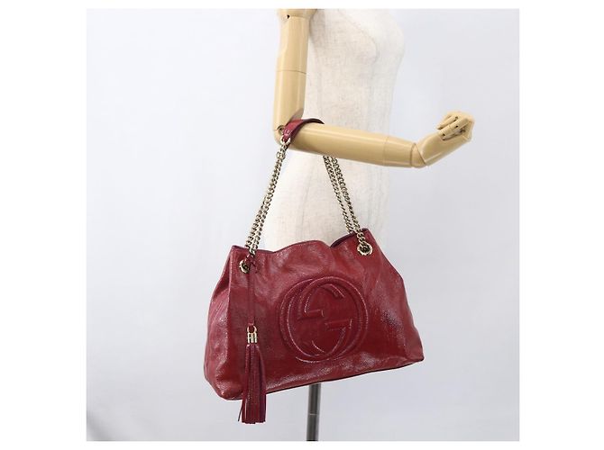 Borsa Gucci Soho Chain Rossa Oro Auth 159398 Rosso D'oro - vista 21