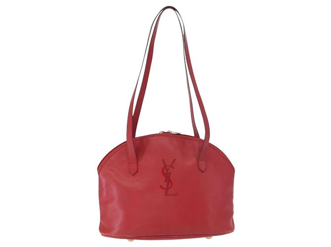 Saint Laurent Schultertasche aus Leder Rot Gold Auth gh1500 Golden - Ansicht 13