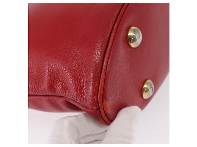 Saint Laurent Schultertasche aus Leder Rot Gold Auth gh1500 Golden - Ansicht 15