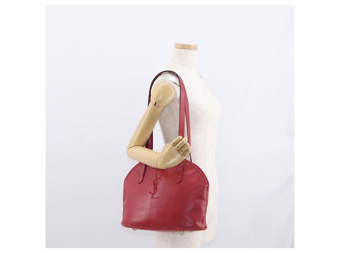 Saint Laurent Schultertasche aus Leder Rot Gold Auth gh1500 Golden - Ansicht 22