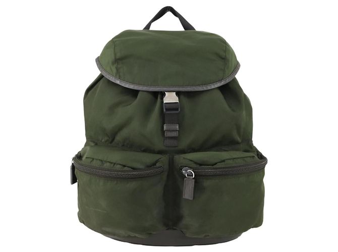 PRADA Backpack Nylon Khaki Silver Auth 156120 Silvery - view 13