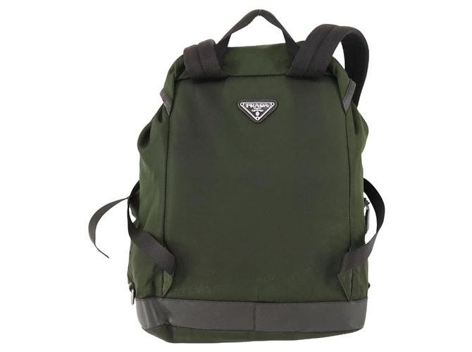 PRADA Backpack Nylon Khaki Silver Auth 156120 Silvery - view 2
