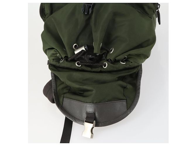 PRADA Backpack Nylon Khaki Silver Auth 156120 Silvery - view 21