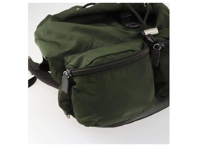 PRADA Backpack Nylon Khaki Silver Auth 156120 Silvery - view 28