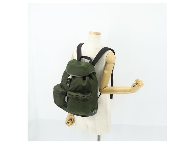 PRADA Backpack Nylon Khaki Silver Auth 156120 Silvery - view 30