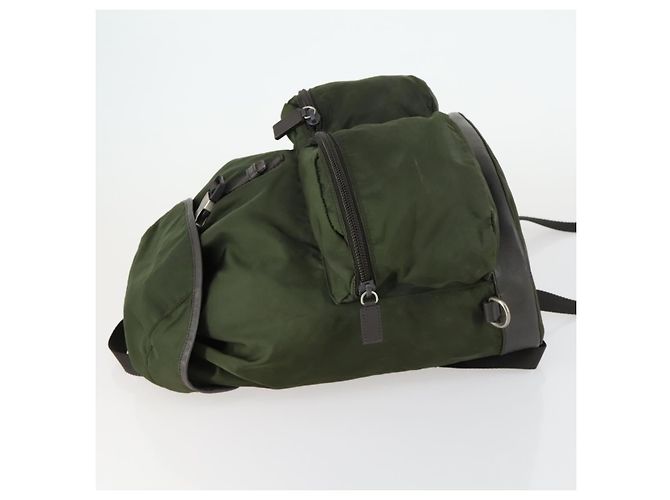 PRADA Backpack Nylon Khaki Silver Auth 156120 Silvery - view 4