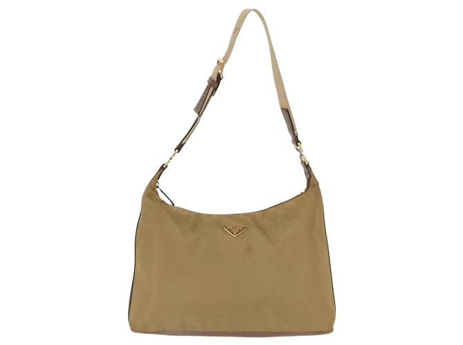 Borsa a Spalla PRADA Nylon Beige Oro Auth 160150 D'oro - vista 13