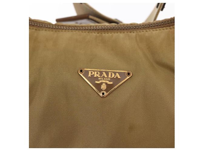 Borsa a Spalla PRADA Nylon Beige Oro Auth 160150 D'oro - vista 18