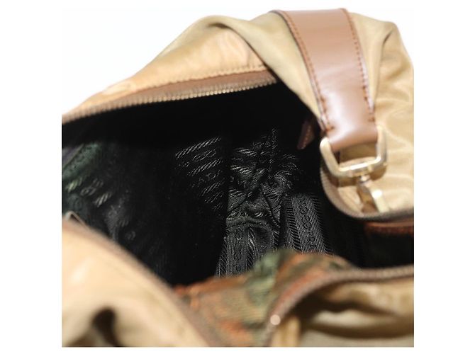 Borsa a Spalla PRADA Nylon Beige Oro Auth 160150 D'oro - vista 20