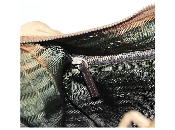 Borsa a Spalla PRADA Nylon Beige Oro Auth 160150 D'oro - vista 22