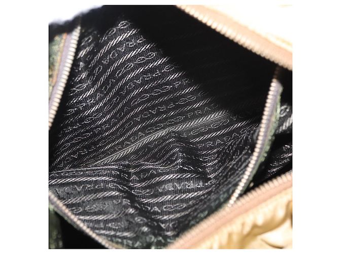 Borsa a Spalla PRADA Nylon Beige Oro Auth 160150 D'oro - vista 23