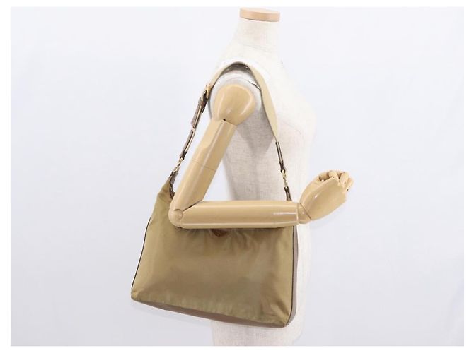 Borsa a Spalla PRADA Nylon Beige Oro Auth 160150 D'oro - vista 24
