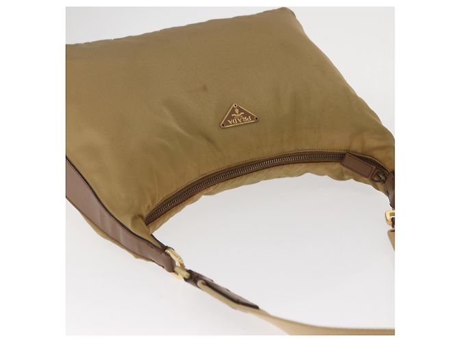 Borsa a Spalla PRADA Nylon Beige Oro Auth 160150 D'oro - vista 6
