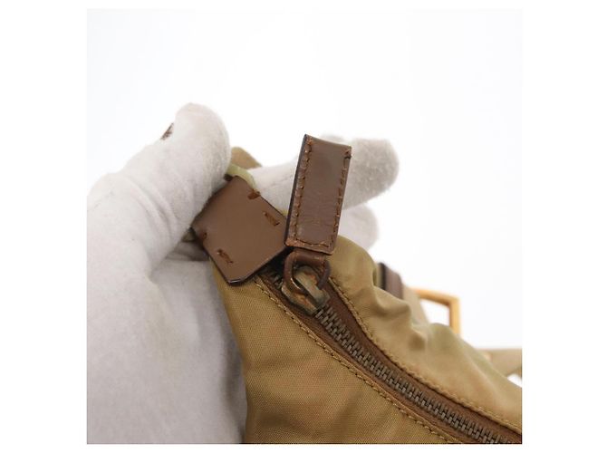 Borsa a Spalla PRADA Nylon Beige Oro Auth 160150 D'oro - vista 9