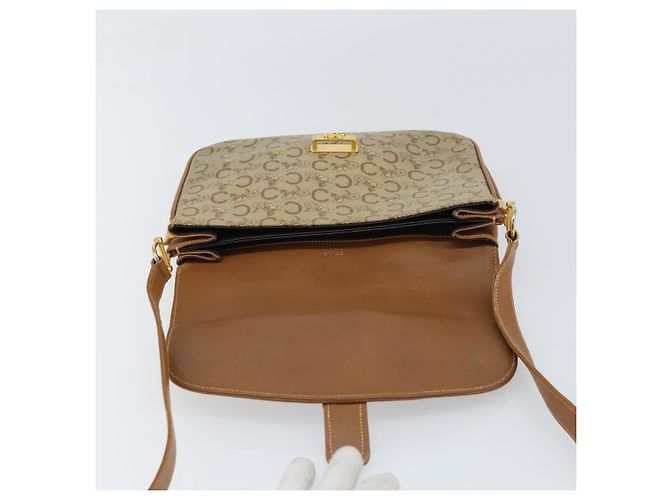 BORSO A SPALLA CÉLINE C SULKY CARRIAGE IN PVC BEIGE ORO Auth 159376 D'oro - vista 10