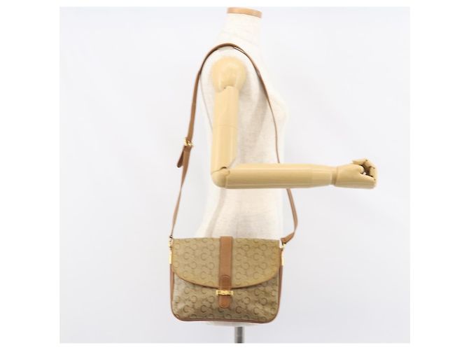 BORSO A SPALLA CÉLINE C SULKY CARRIAGE IN PVC BEIGE ORO Auth 159376 D'oro - vista 25