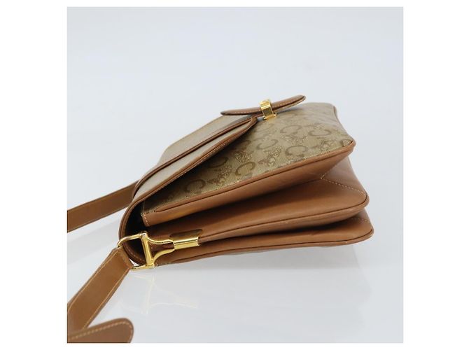 BORSO A SPALLA CÉLINE C SULKY CARRIAGE IN PVC BEIGE ORO Auth 159376 D'oro - vista 4