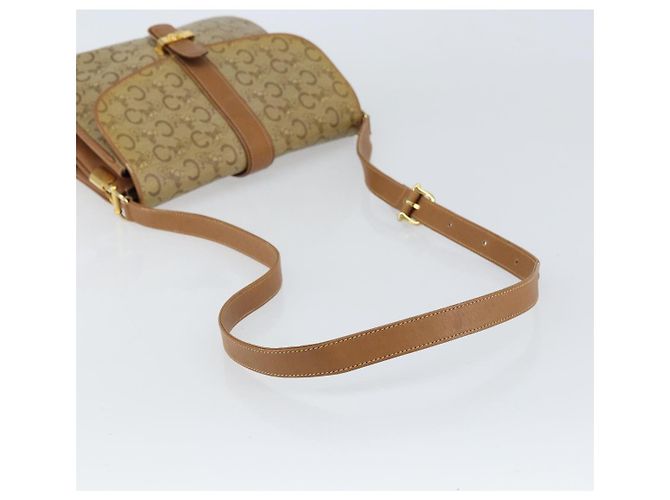 BORSO A SPALLA CÉLINE C SULKY CARRIAGE IN PVC BEIGE ORO Auth 159376 D'oro - vista 7