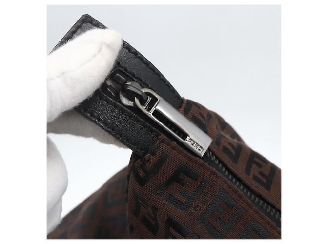 FENDI Zucchino Canvas Handtasche Dunkelbraun Auth ep12591 - Ansicht 10