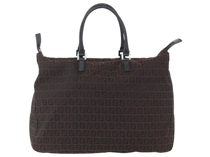 FENDI Zucchino Canvas Handtasche Dunkelbraun Auth ep12591 - Ansicht 13