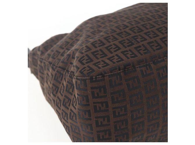 FENDI Zucchino Canvas Handtasche Dunkelbraun Auth ep12591 - Ansicht 14