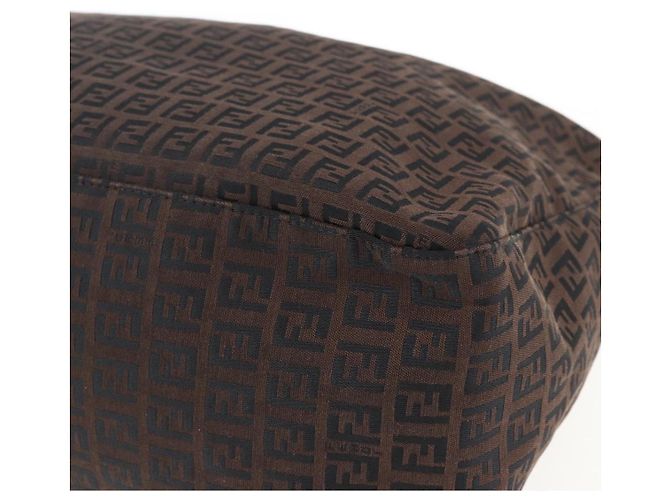 FENDI Zucchino Canvas Handtasche Dunkelbraun Auth ep12591 - Ansicht 15