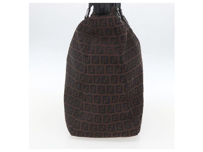 FENDI Zucchino Canvas Handtasche Dunkelbraun Auth ep12591 - Ansicht 3