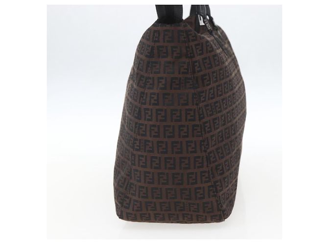 FENDI Zucchino Canvas Handtasche Dunkelbraun Auth ep12591 - Ansicht 4