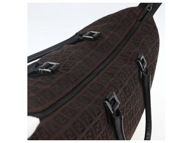 FENDI Zucchino Canvas Handtasche Dunkelbraun Auth ep12591 - Ansicht 6