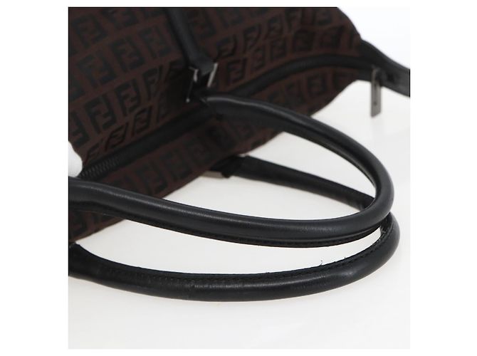 FENDI Zucchino Canvas Handtasche Dunkelbraun Auth ep12591 - Ansicht 7