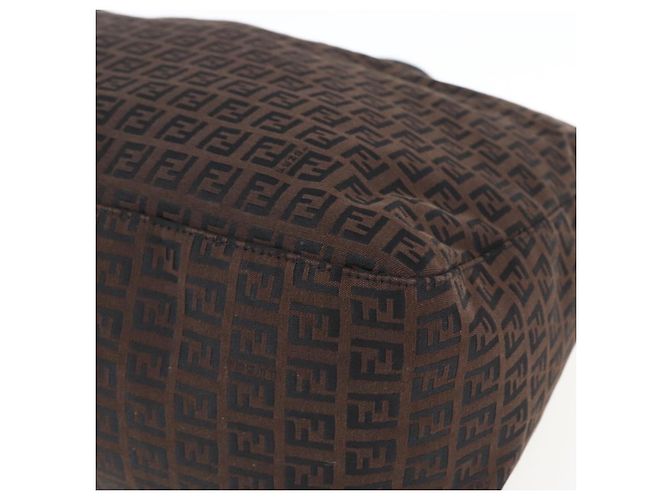 FENDI Zucchino Canvas Handtasche Dunkelbraun Auth ep12591 - Ansicht 9
