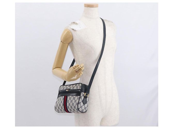 Gucci Bolso de Hombro GG Supreme Sherry Line PVC Navy Red 89 02 004 Auth am10314 Roja Azul marino - vista 23