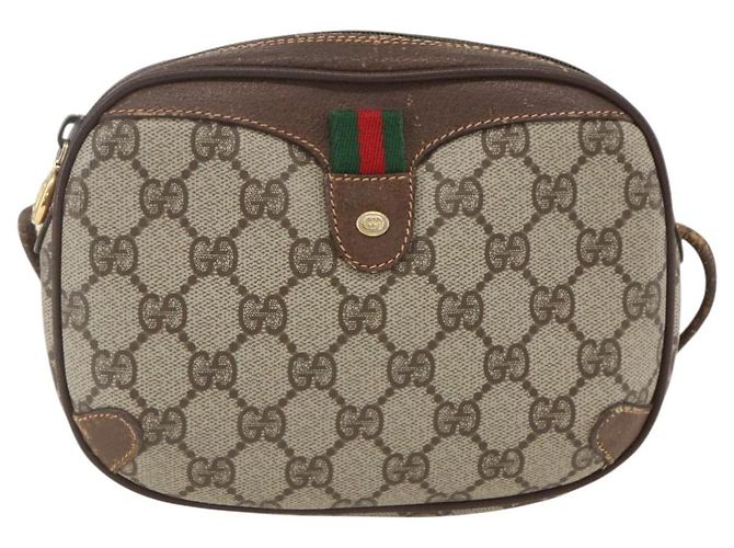 Bolsa Sherry Line GG Supreme Web da GUCCI em PVC bege e dourado 89 02 066 Auth 160474 - vista 13