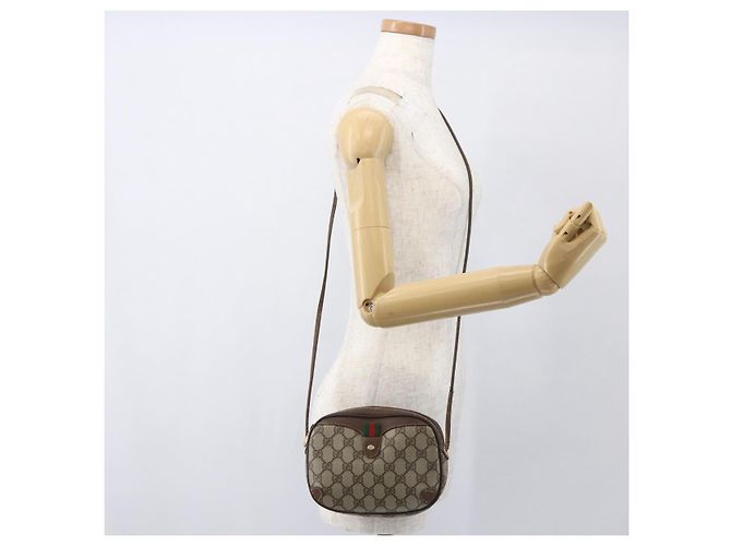 Bolsa Sherry Line GG Supreme Web da GUCCI em PVC bege e dourado 89 02 066 Auth 160474 - vista 20