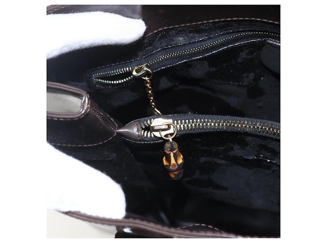 Borsa Tote GUCCI Smalto Marrone Oro Auth bs31888 D'oro - vista 17
