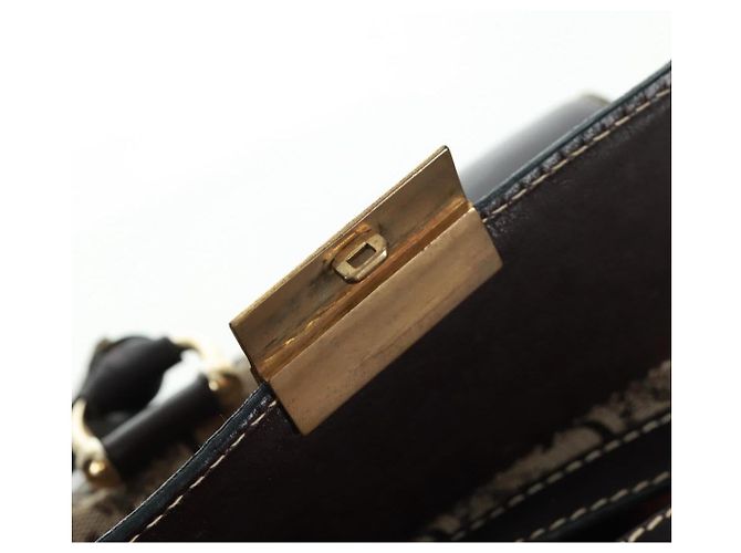 Céline Borsa Boston Celine C Sulky in tela marrone e oro Auth bs32098 D'oro - vista 10