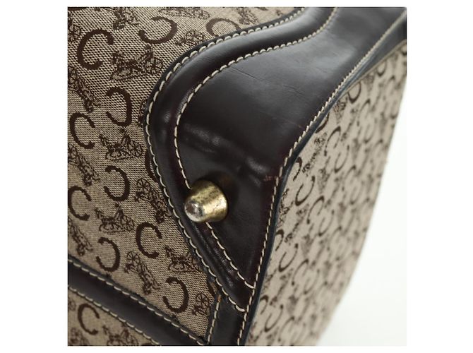 Céline Borsa Boston Celine C Sulky in tela marrone e oro Auth bs32098 D'oro - vista 15