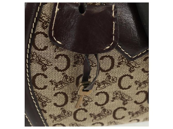 Céline Borsa Boston Celine C Sulky in tela marrone e oro Auth bs32098 D'oro - vista 18