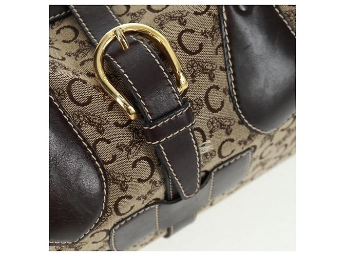 Céline Borsa Boston Celine C Sulky in tela marrone e oro Auth bs32098 D'oro - vista 19