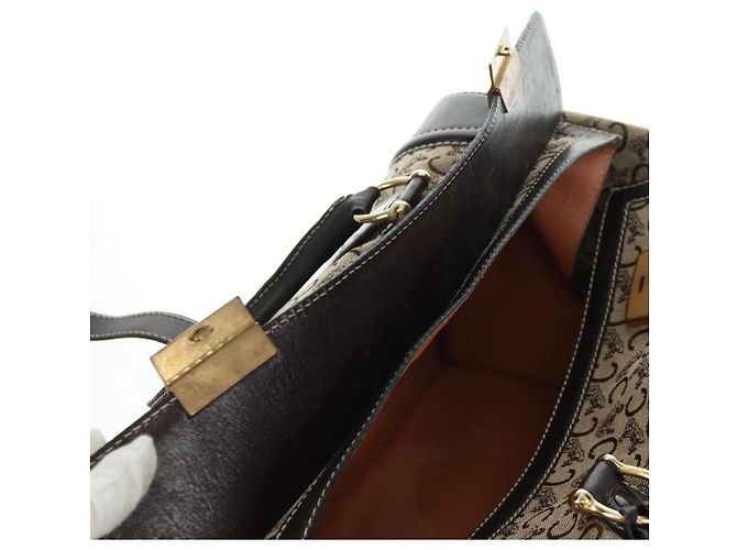 Céline Borsa Boston Celine C Sulky in tela marrone e oro Auth bs32098 D'oro - vista 20
