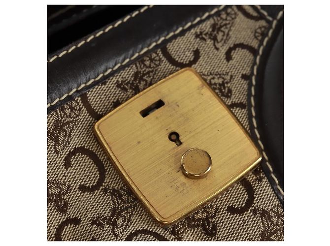 Céline Borsa Boston Celine C Sulky in tela marrone e oro Auth bs32098 D'oro - vista 21