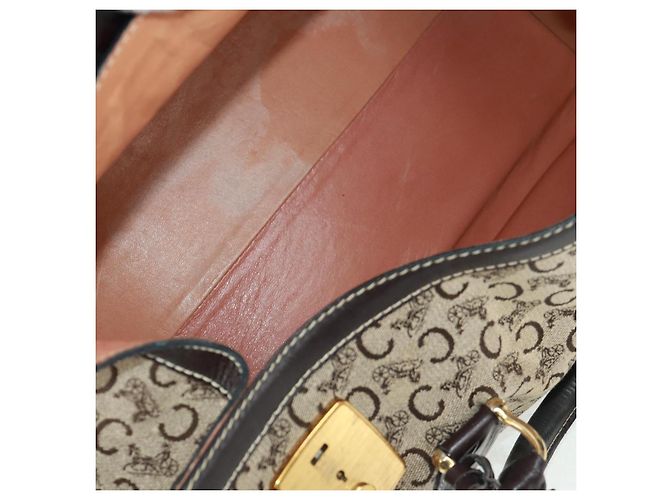 Céline Borsa Boston Celine C Sulky in tela marrone e oro Auth bs32098 D'oro - vista 23