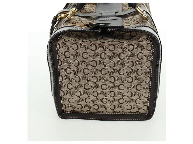 Céline Borsa Boston Celine C Sulky in tela marrone e oro Auth bs32098 D'oro - vista 3