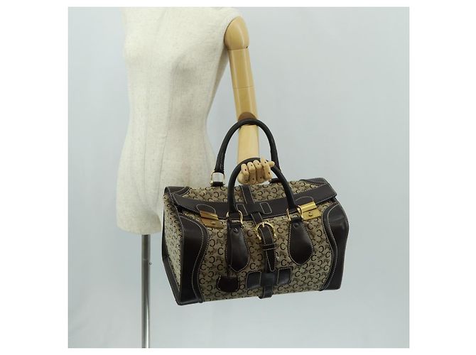 Céline Borsa Boston Celine C Sulky in tela marrone e oro Auth bs32098 D'oro - vista 30